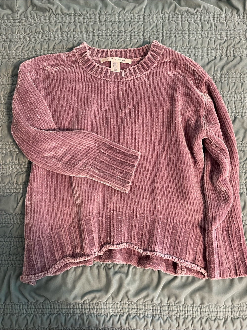 Max Studio Purple Chenille Crewneck Sweater